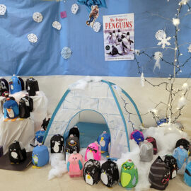 Featured image of article: Students Create “Mr. Popper’s Penguins” Display